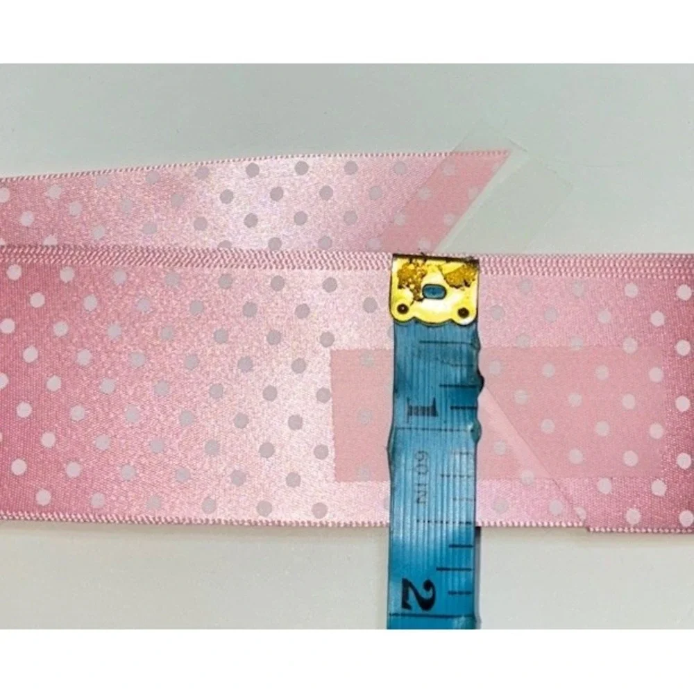 Lawrence Schiff Silk Mills Ribbon Pink White Polka Dot 1.5